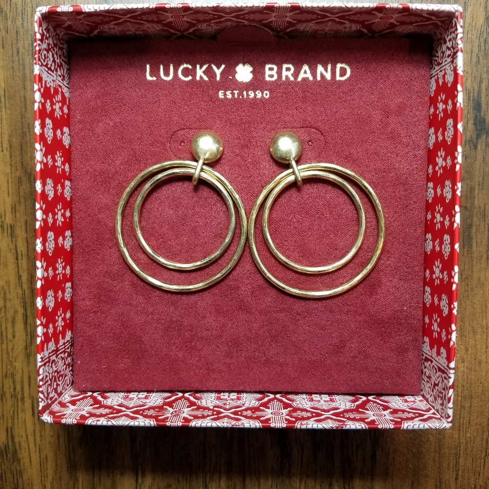 Lucky Brand Gold Double Hoop Earrings (NWT)